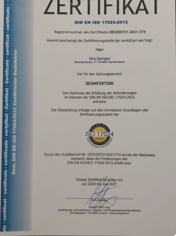 DIN EN ISO 17024:2012 – Desinfektion (Kaltnebel) (Update)