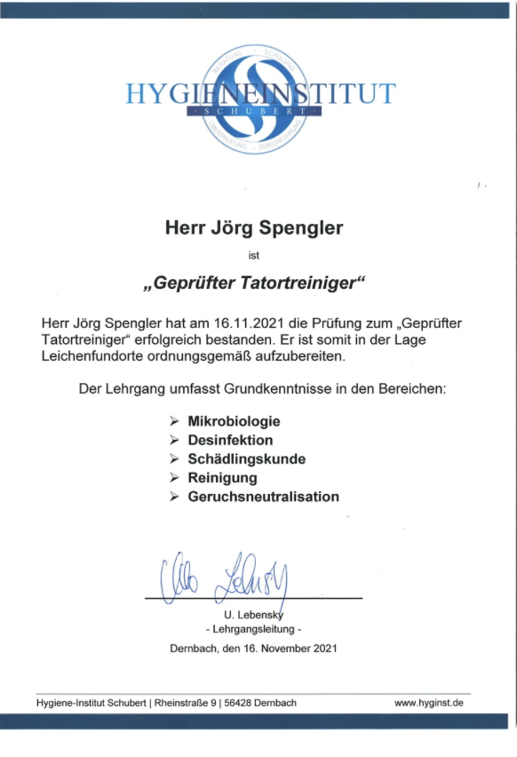 Sachkunde der Desinfektion (Kaltnebel)